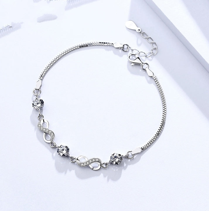S925 Sterling Silver Bracelet Jewelry Diamond crystal fashionable female jewelry