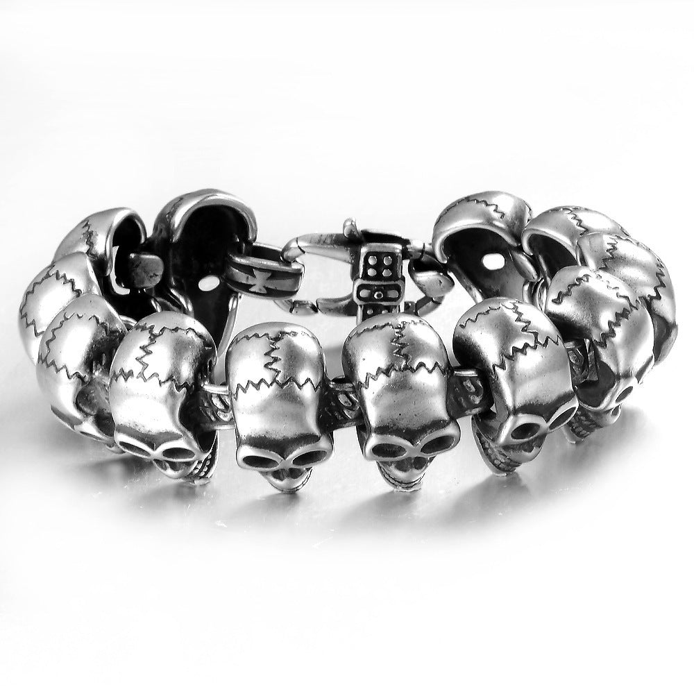 European and American Punk Men's Skull Titanium Steel Bracelet