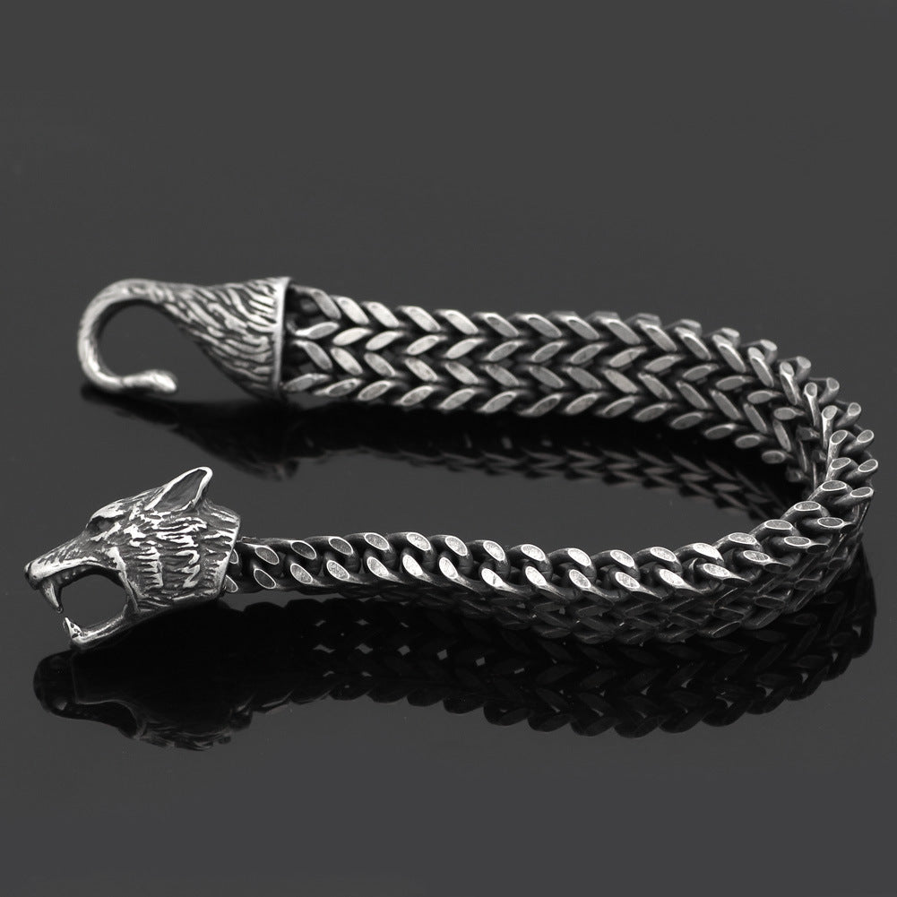 Vintage Black Wolf Head Bracelet