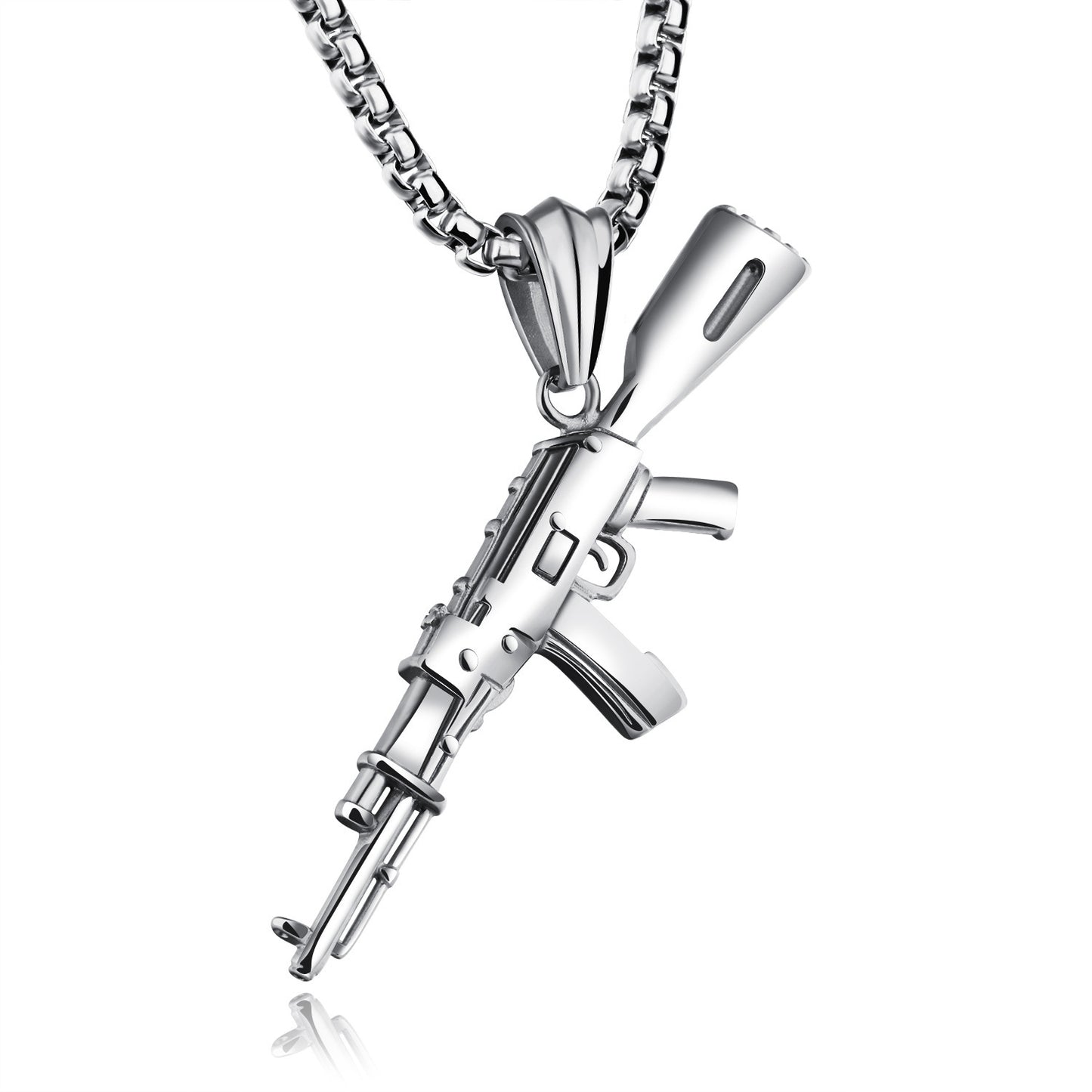 Men's AK47 Titanium Steel Street Hip-hop Domineering Stainless Steel Gun Necklace