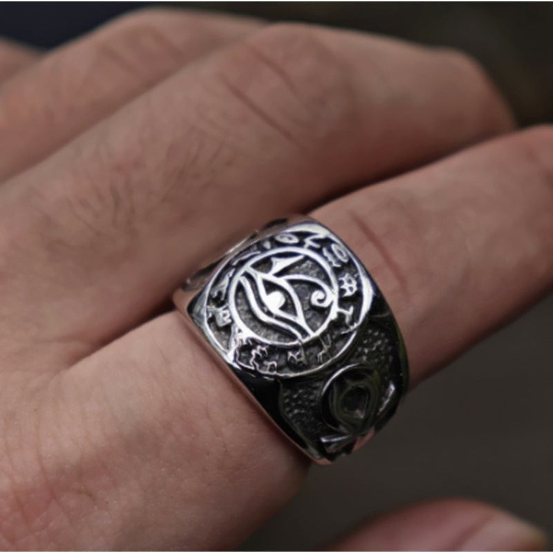 Ancient Egypt Eye of Horus Stainless Steel Ring - Ancient Treasures