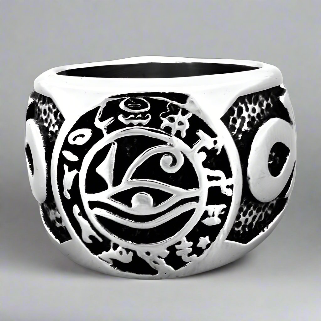 Ancient Egypt Eye of Horus Stainless Steel Ring - Ancient Treasures
